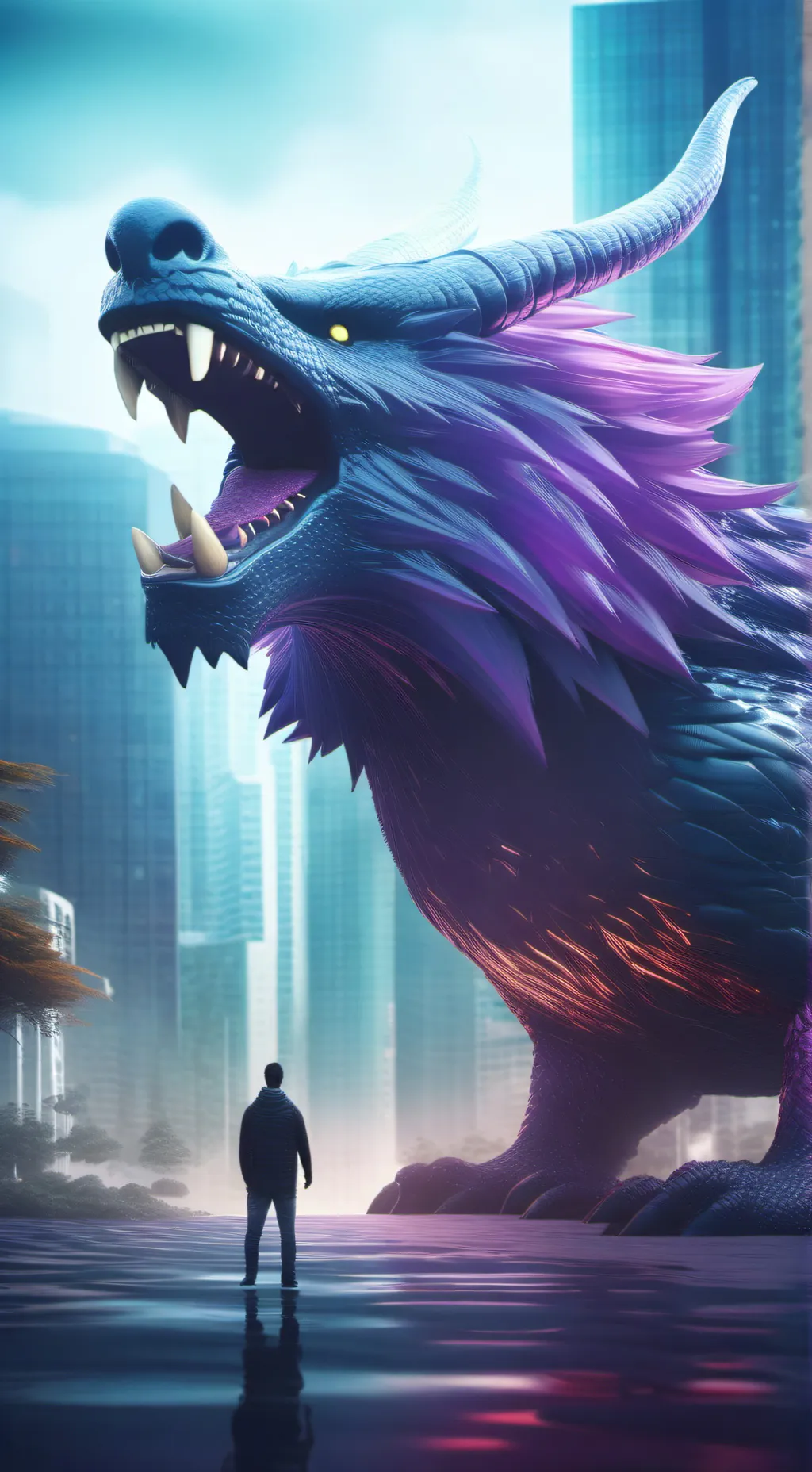 ai character: dragão roxo background
