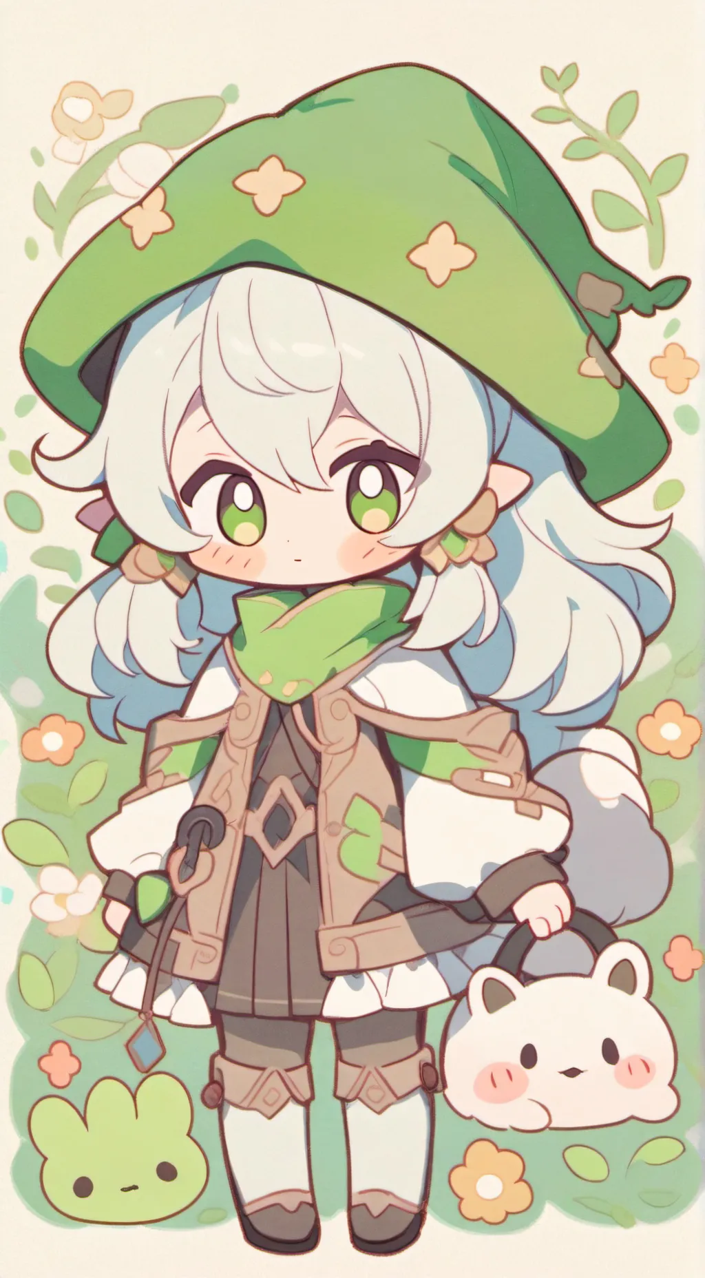 ai character: green  background