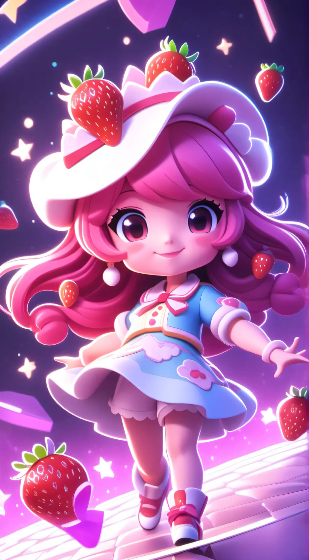 ai character: Strawberry  background