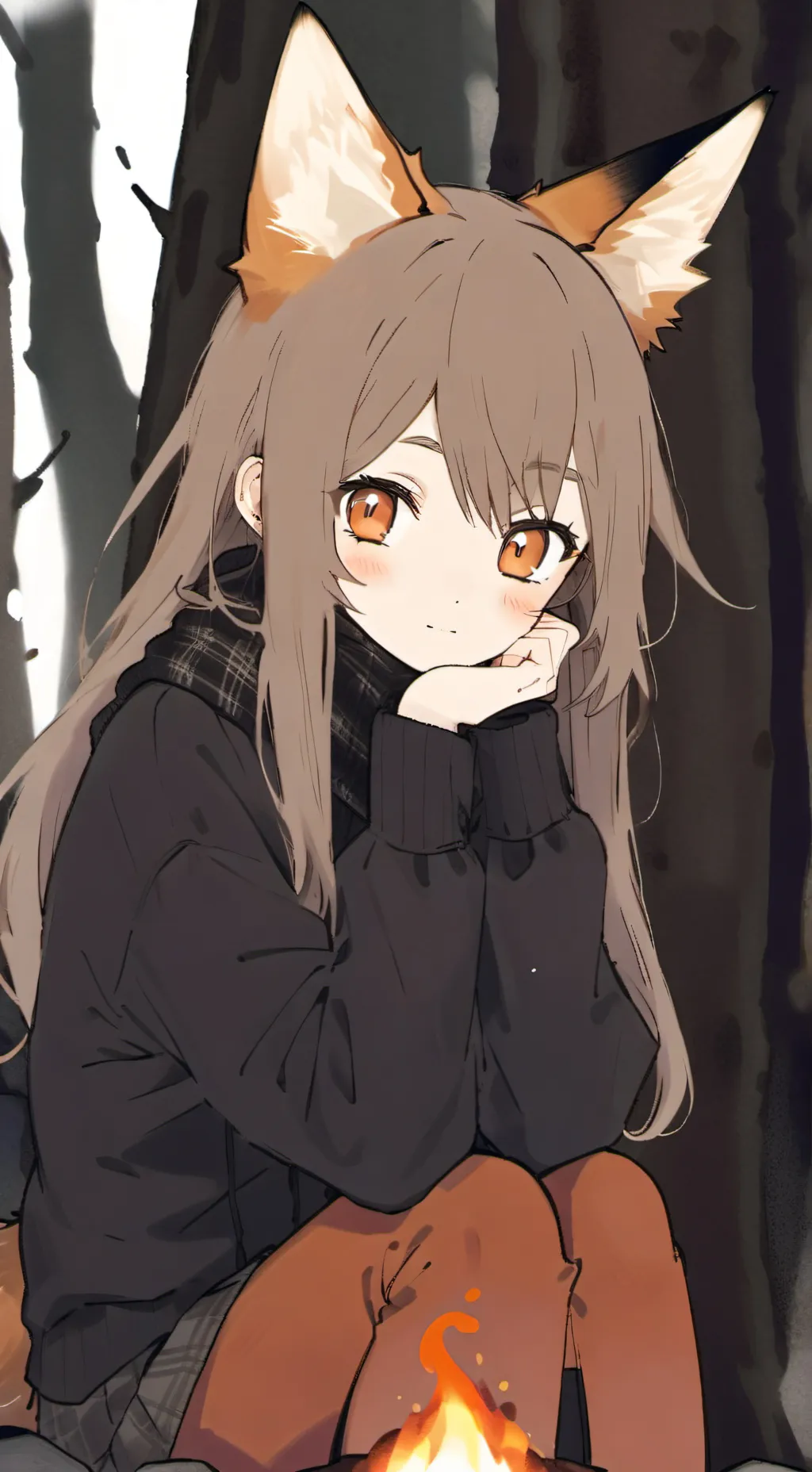 ai character: Orange Fox Furry background