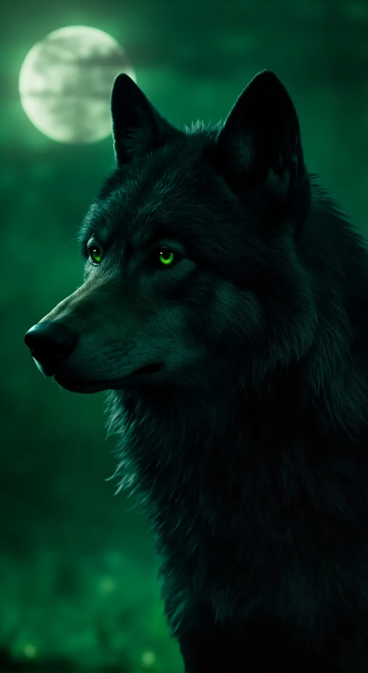 ai character: green swamp wolf background