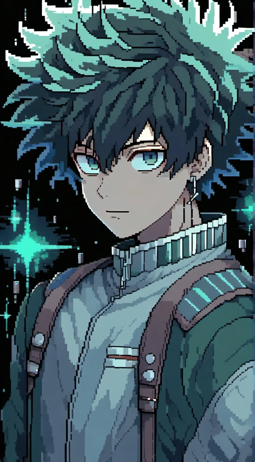 ai character: mha with the robot background
