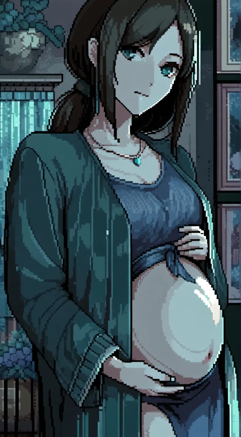 ai character: Panties and bra  background