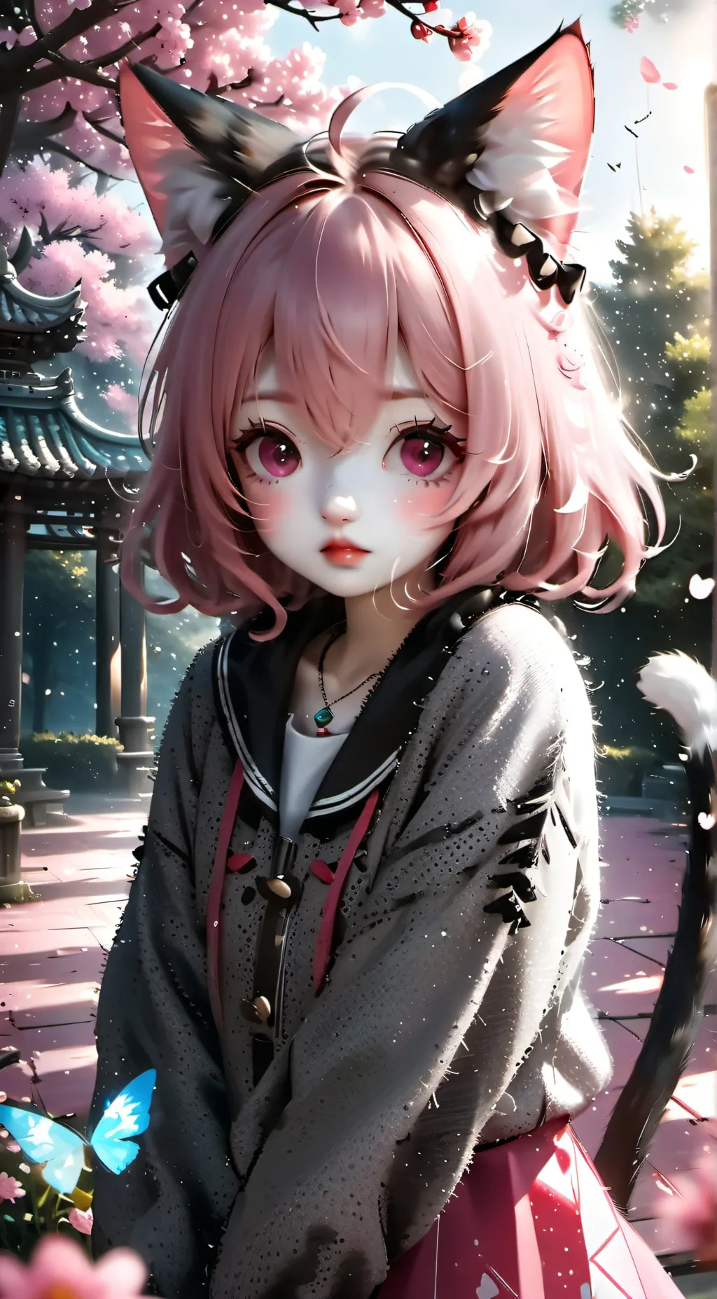 ai character: Pinky Uwu Cat Spirit background