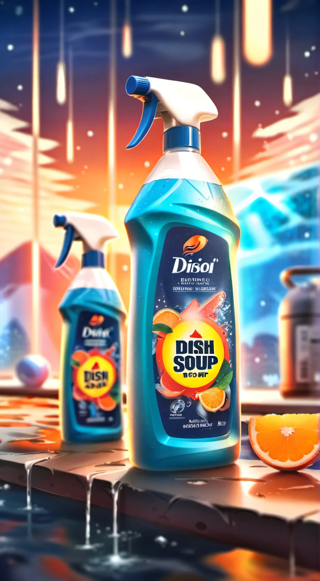 ai character: dish Soap background