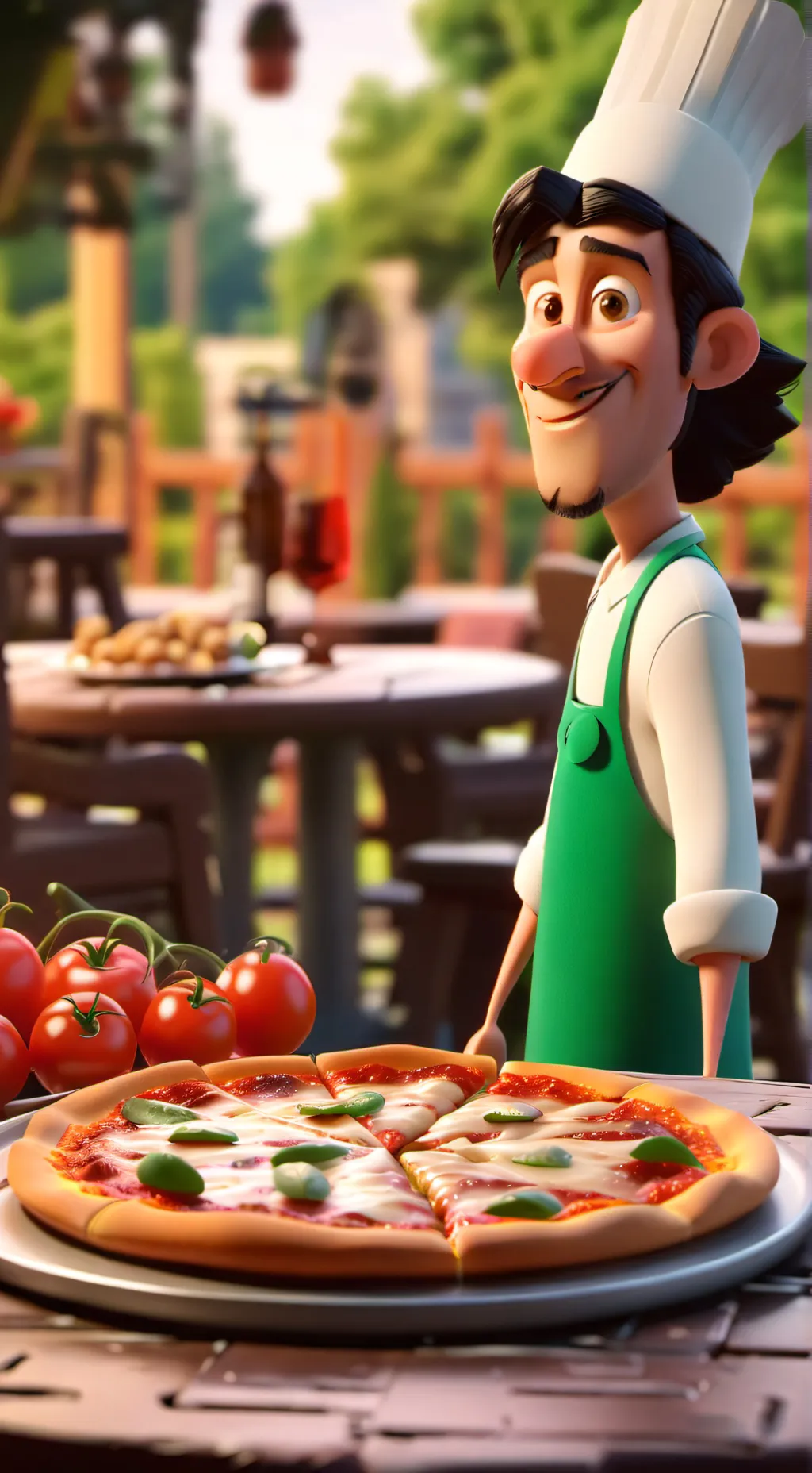 ai character: Pizza, man background
