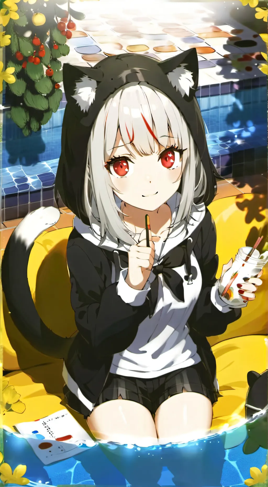 ai character: MHA hybrid poolday background