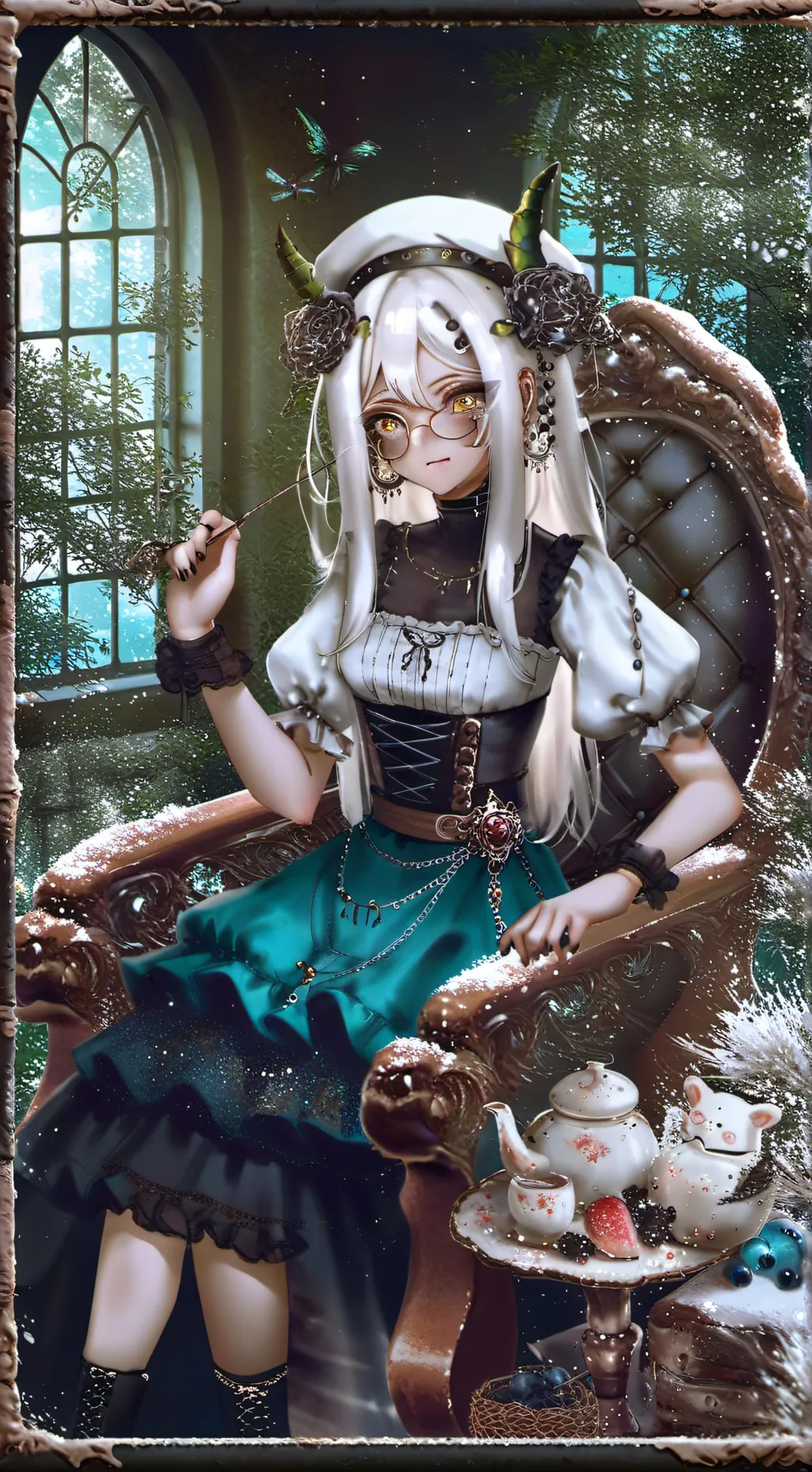 ai character: V de murders drone background
