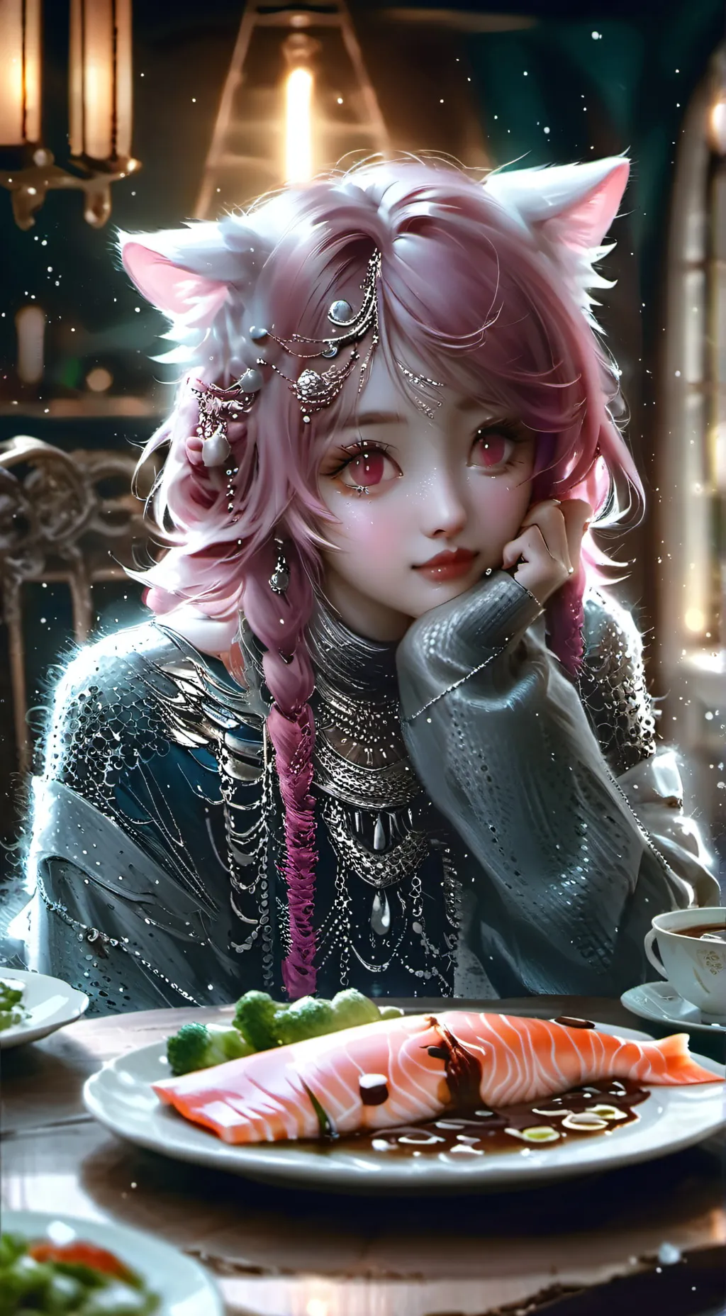 ai character: Pink Furred Spirit background