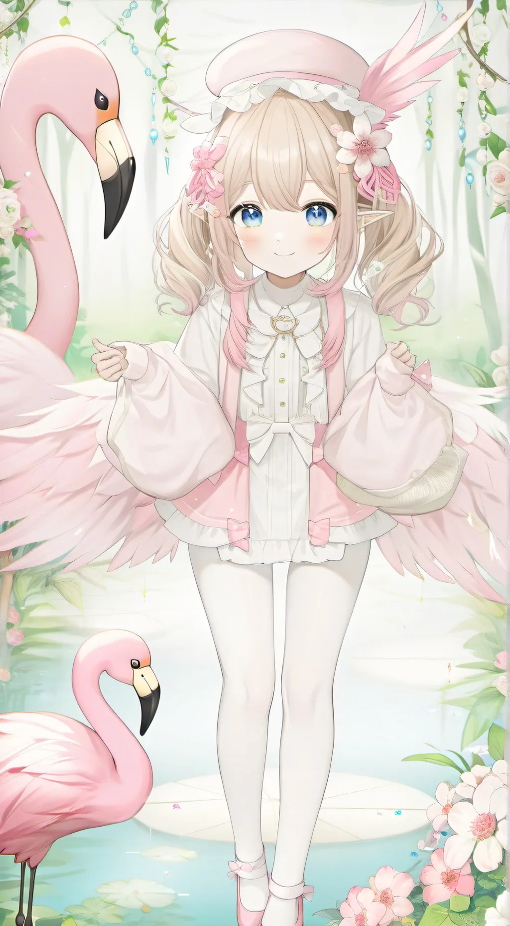 ai character: Pinky the Flamingo Furry background