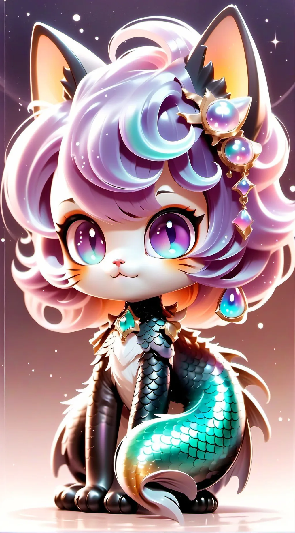ai character: merkitty beach background