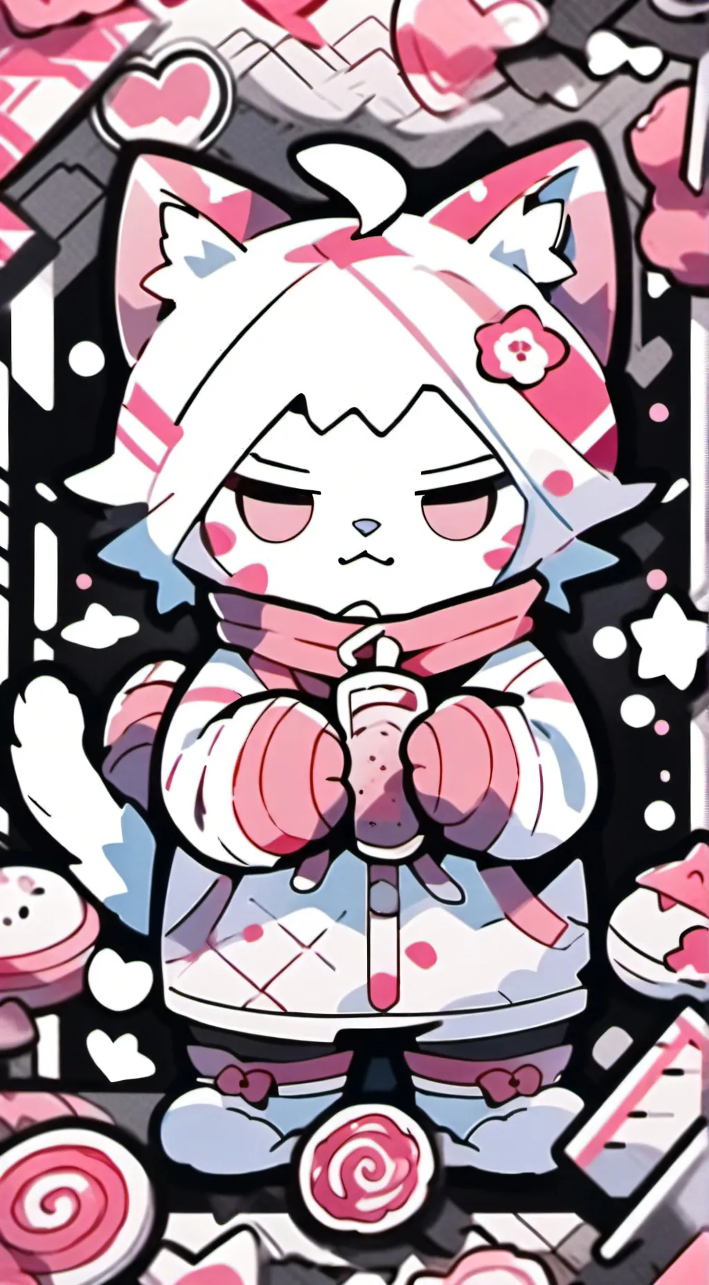 ai character: Kandy cane background