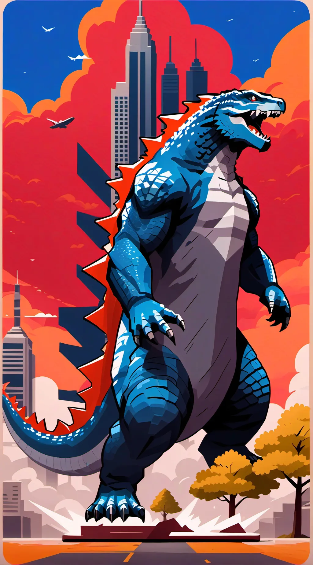 ai character: Godzilla vs Kong background