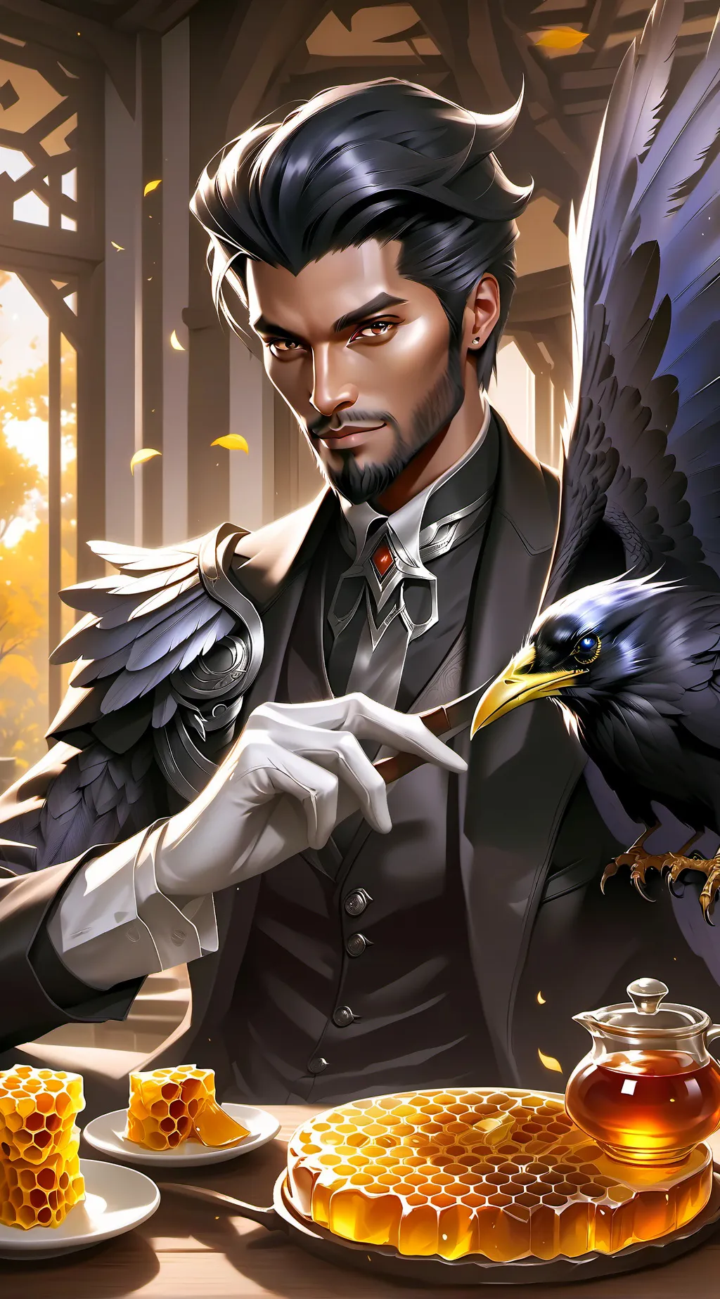 ai character: Raven Spirit Furry background