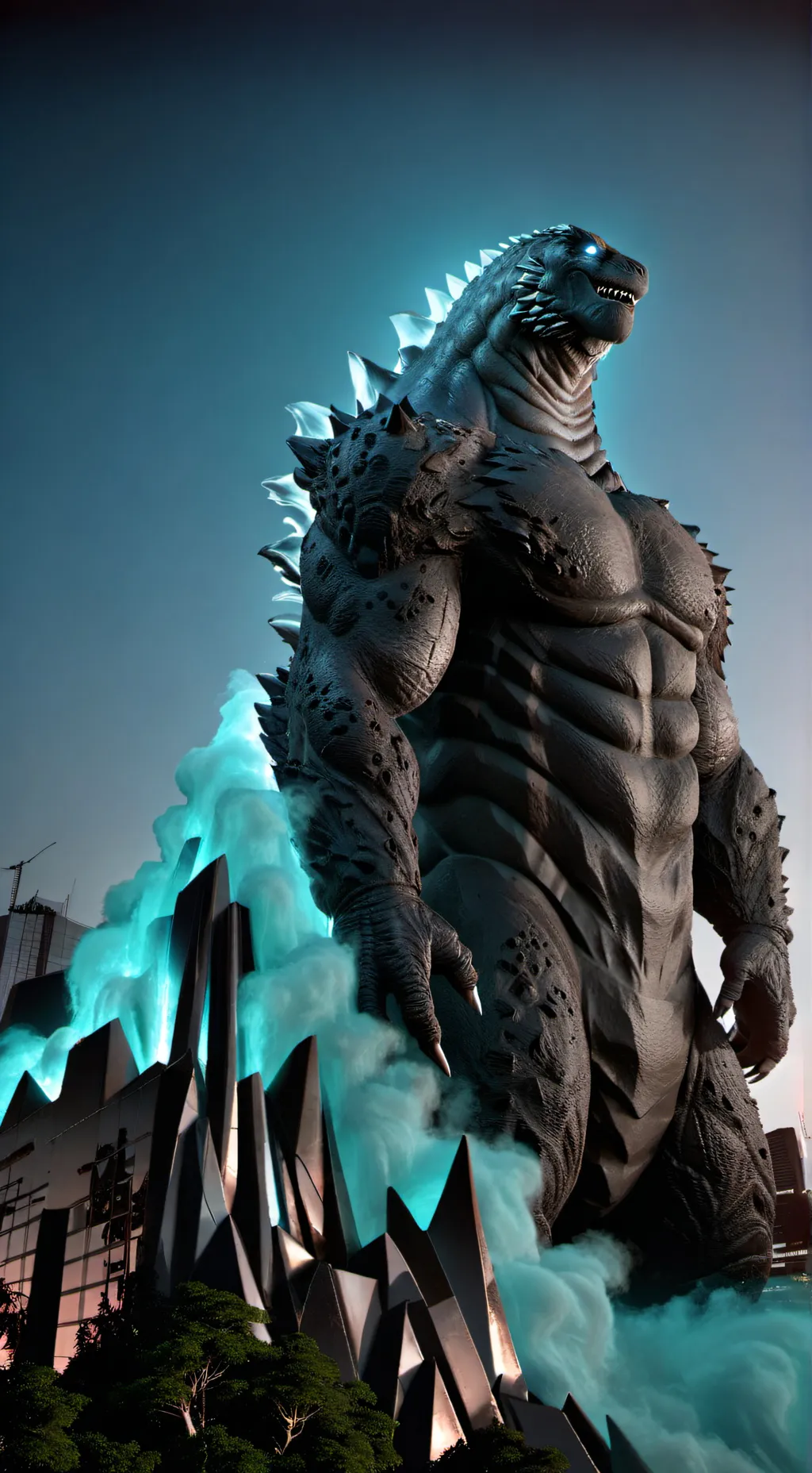 ai character: godzilla background