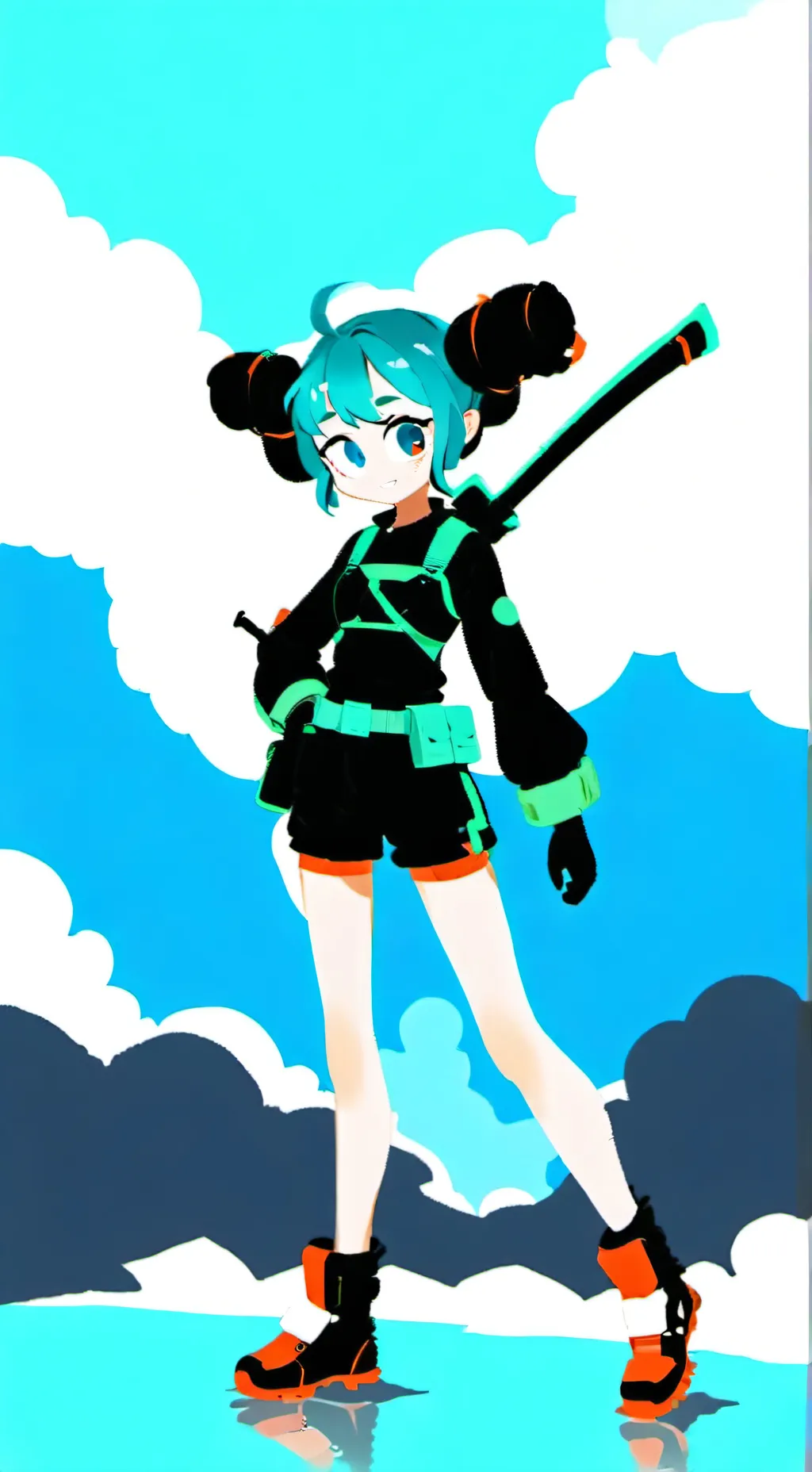 ai character: cyan background