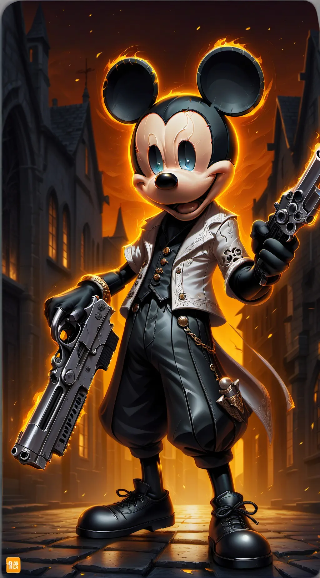 ai character: Mickey latino background