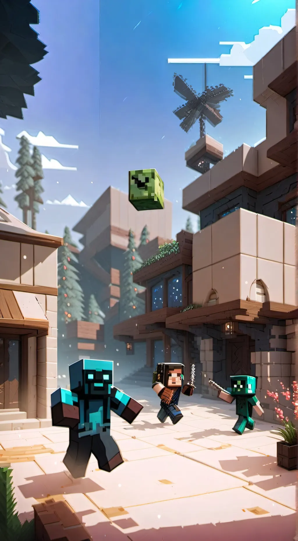 ai character: Sprunki Minecraft background