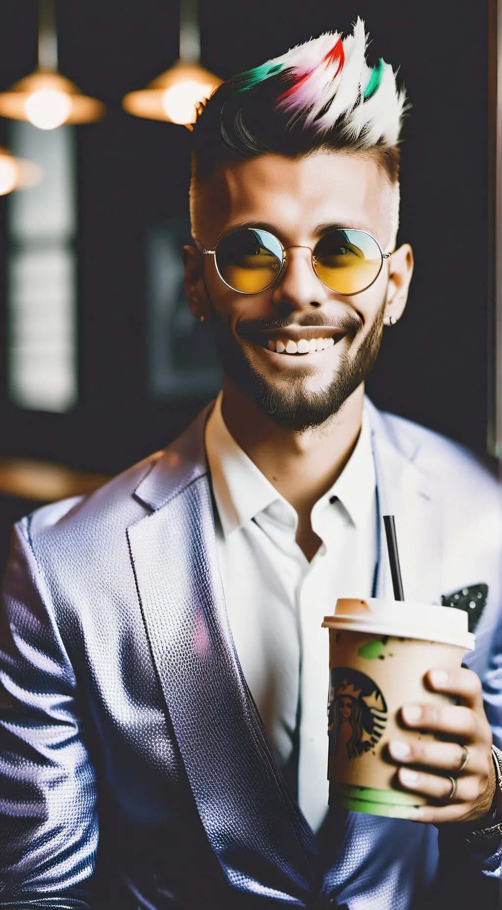 ai character: The Frappuccino Futurist background