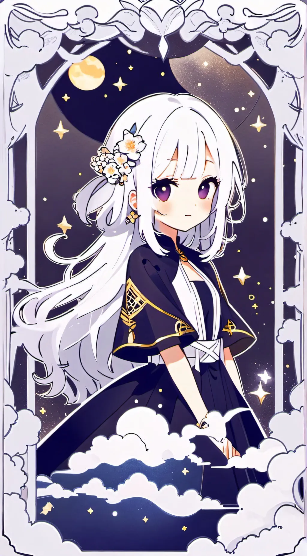 ai character: moonlight background