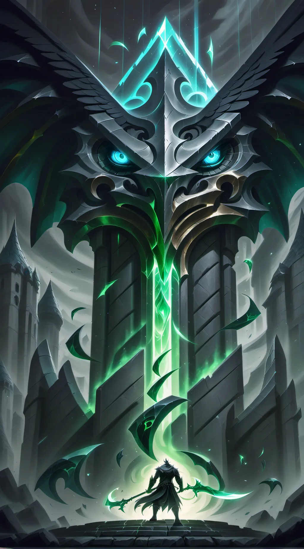 ai character: misterious door background