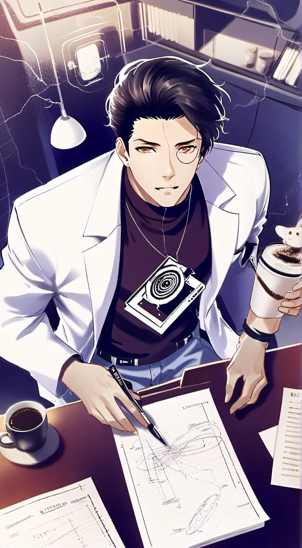 ai character: The Quantum Latte Theorist background