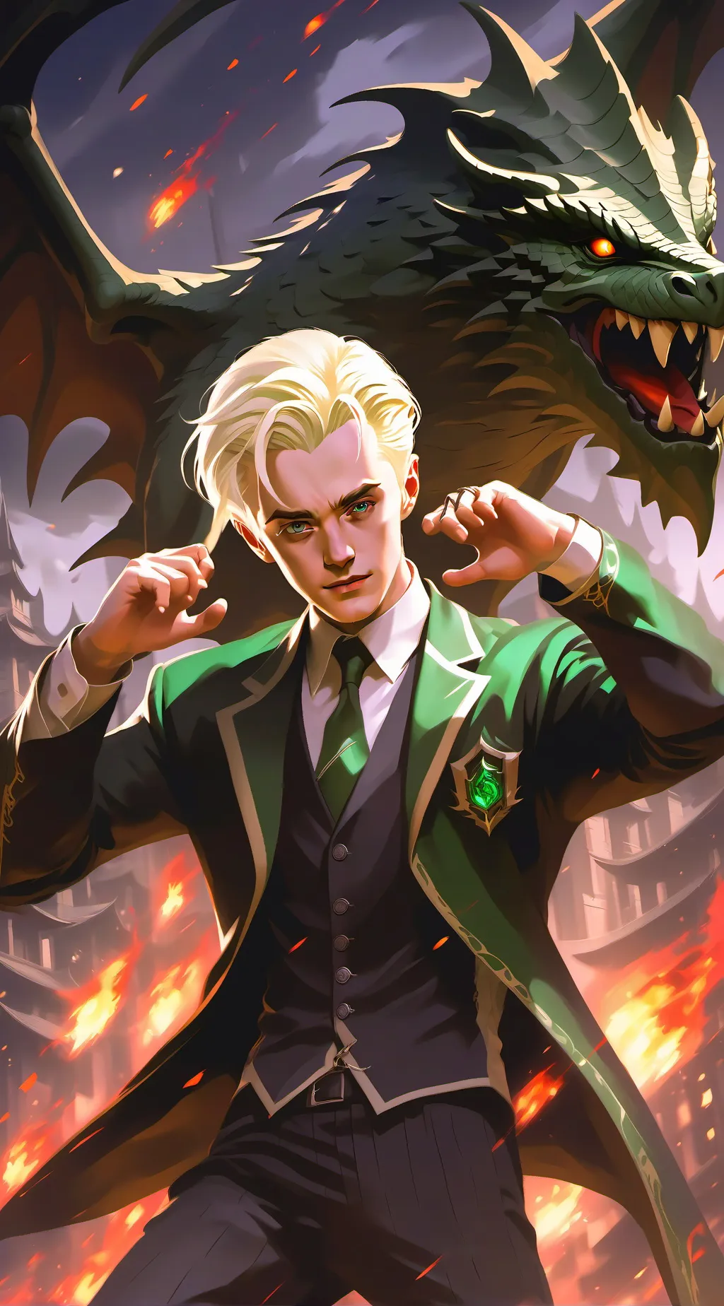 ai character: 🐍💚draco Malfoy 💚🐍 background