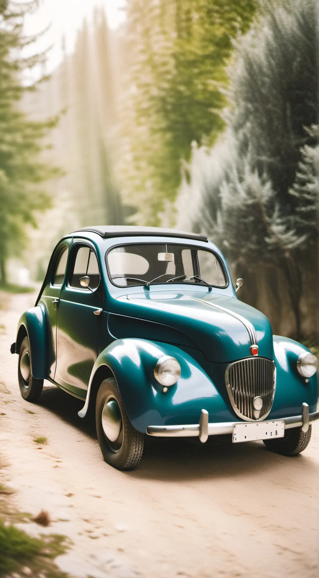 ai character: fiat topolino  background