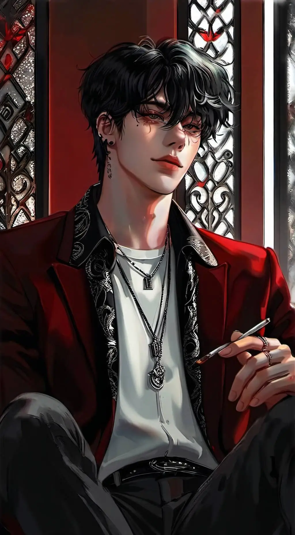 ai character: 𖤈James𖤈 background