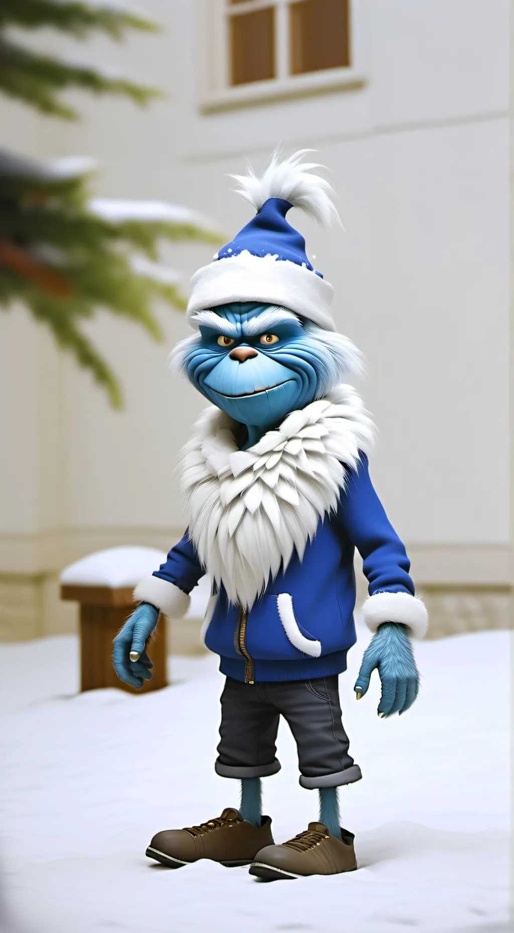ai character: blue grinch background