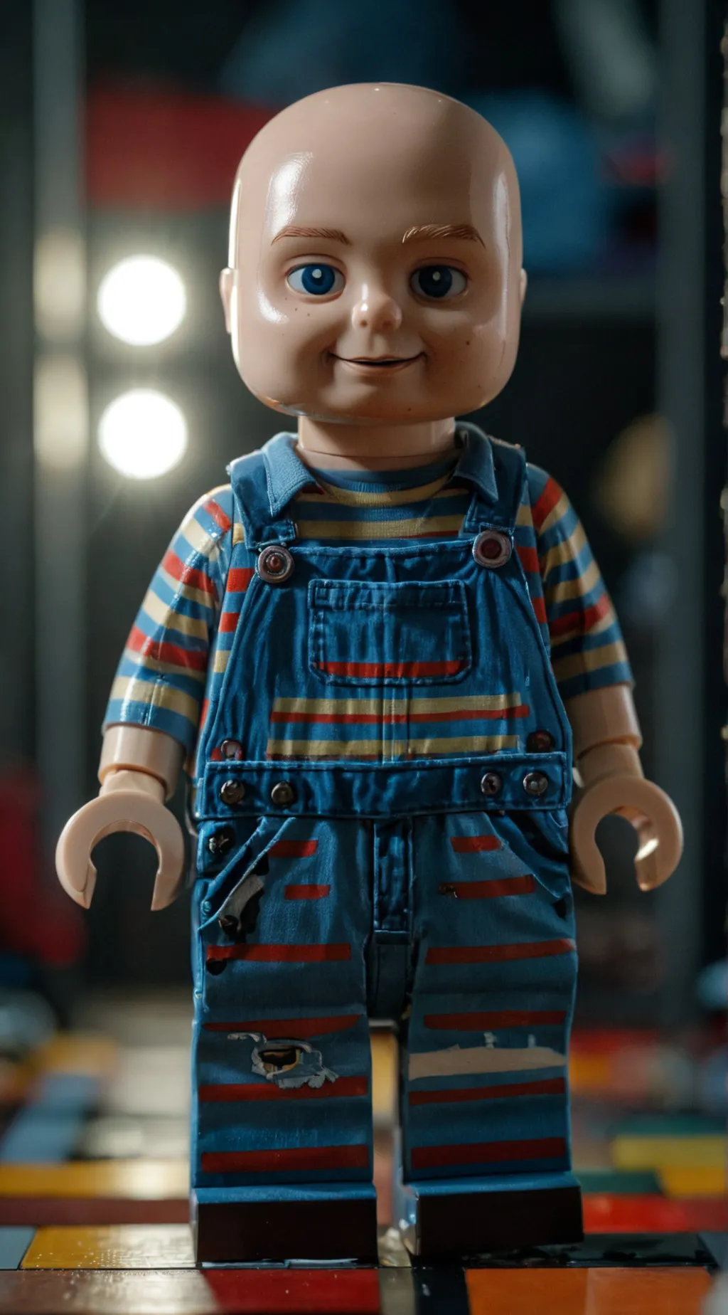 ai character: LEGO Bald Chucky  background