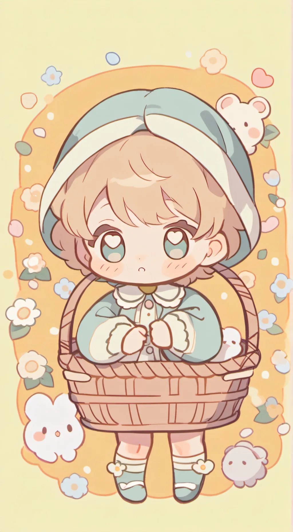 ai character: newborn at ur door background