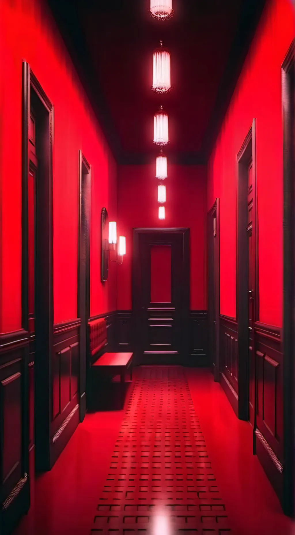 ai character: Dark red background