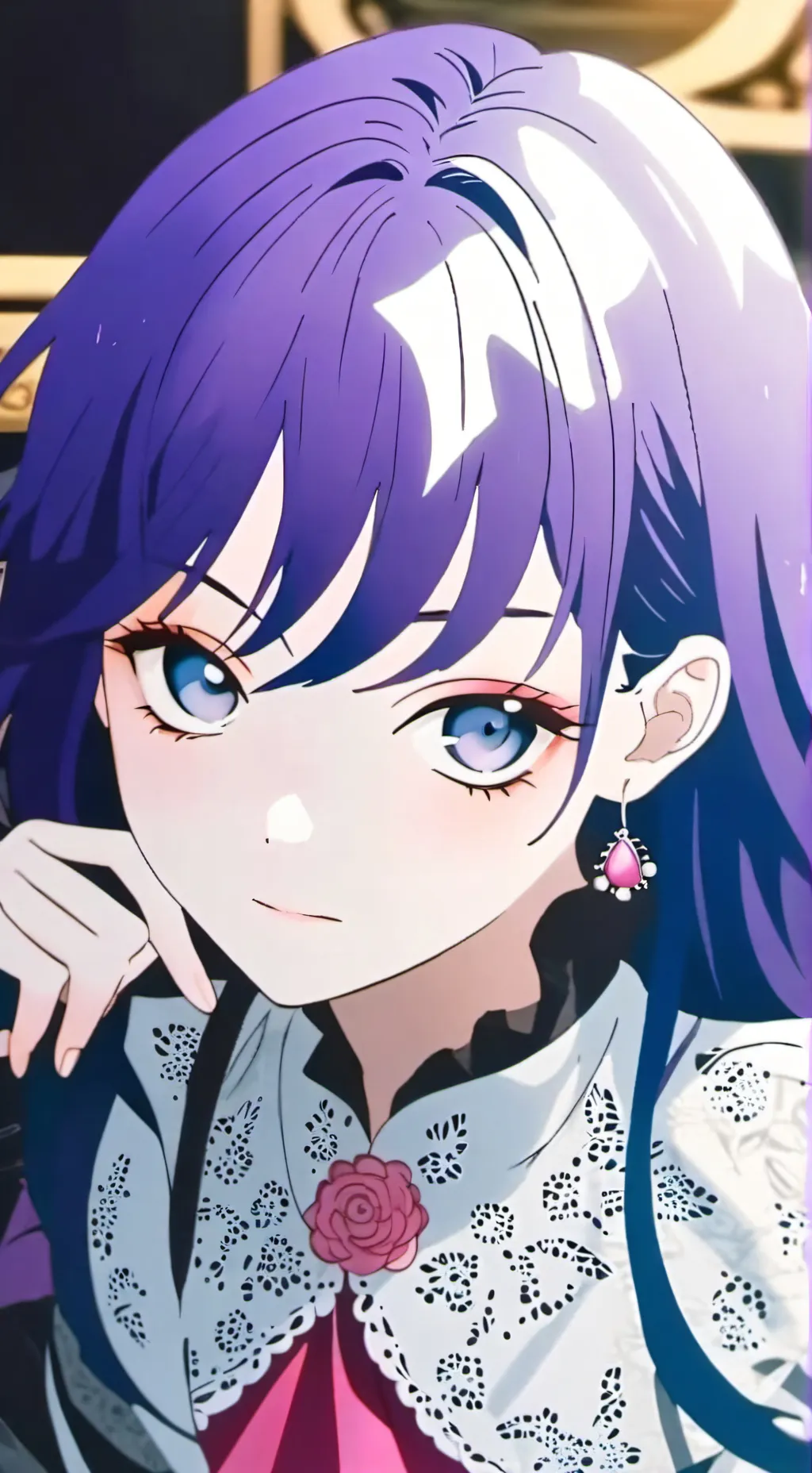 ai character: Violet background