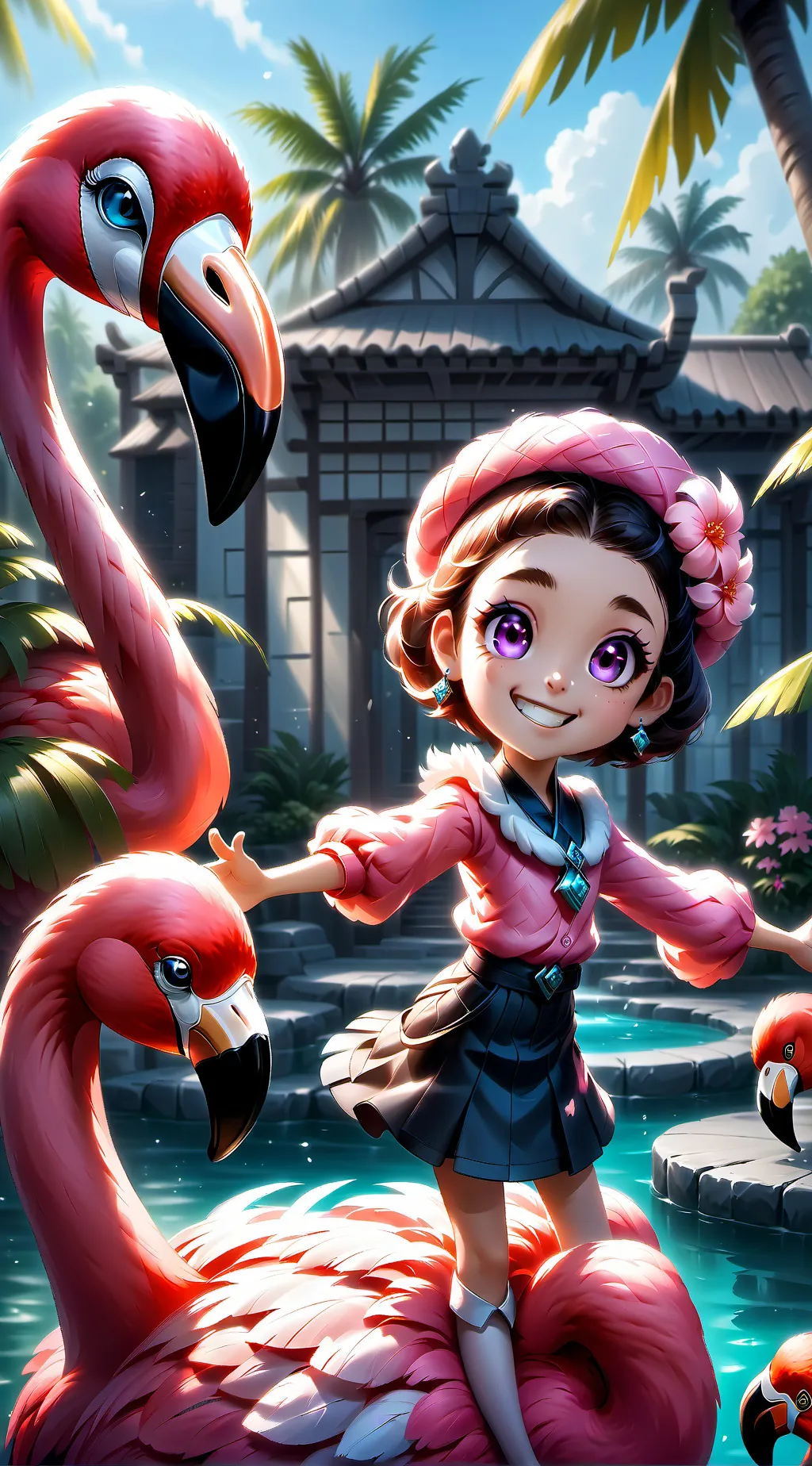 ai character: Flamingo Furrion background