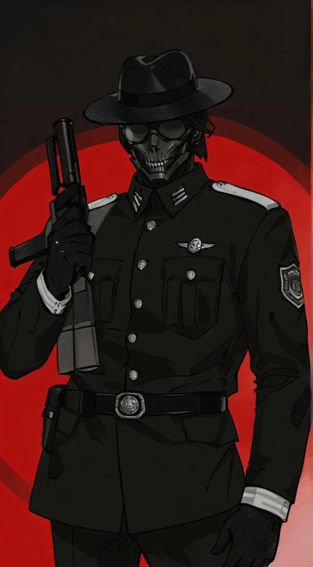 ai character: Roger el policia  background