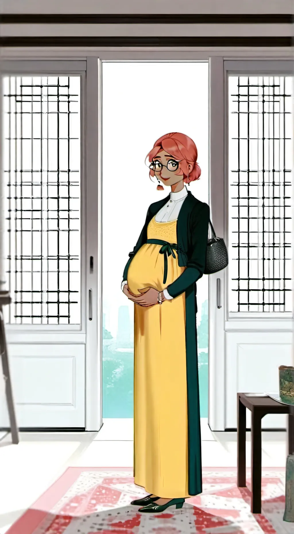 ai character: ms fox pregnant background