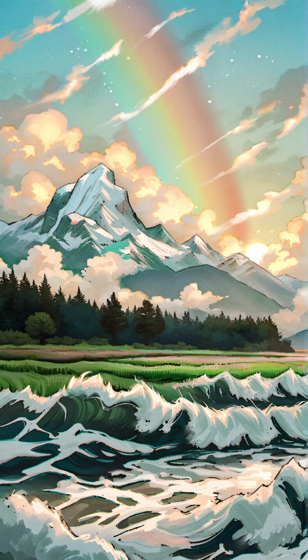 ai character: Rainbow friend🌈 background