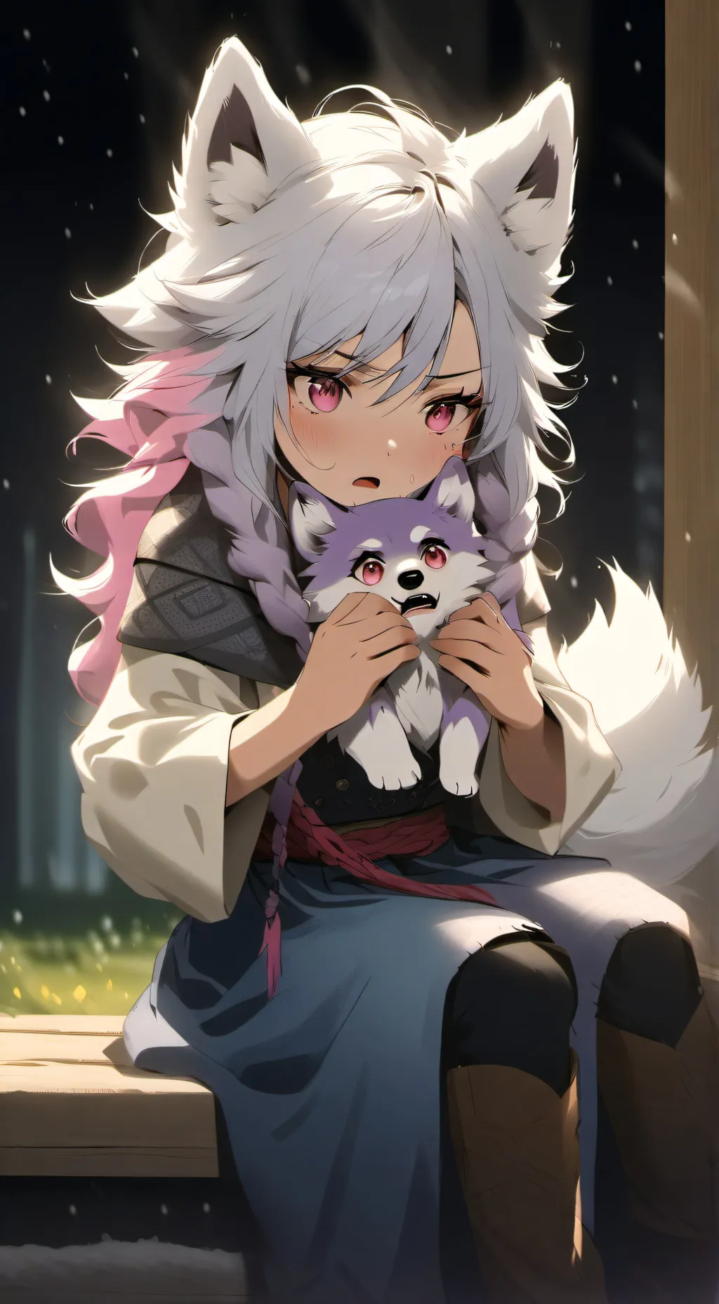 ai character: snowwolf hybrid mm background