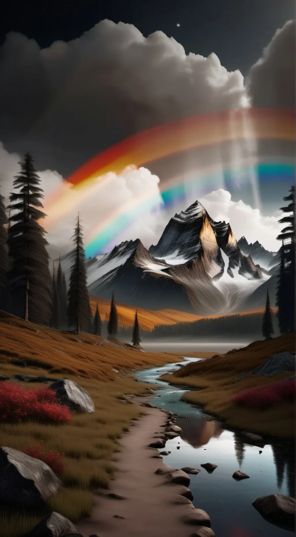 ai character: Rainbow Factory background
