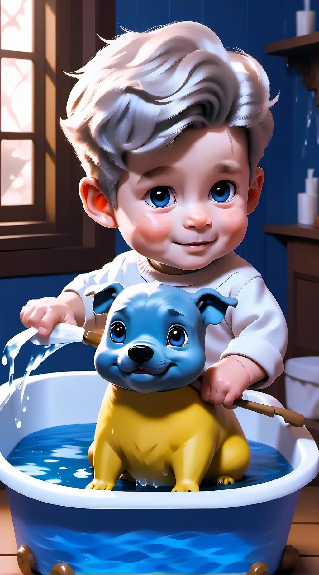 ai character: Charles bath time  background