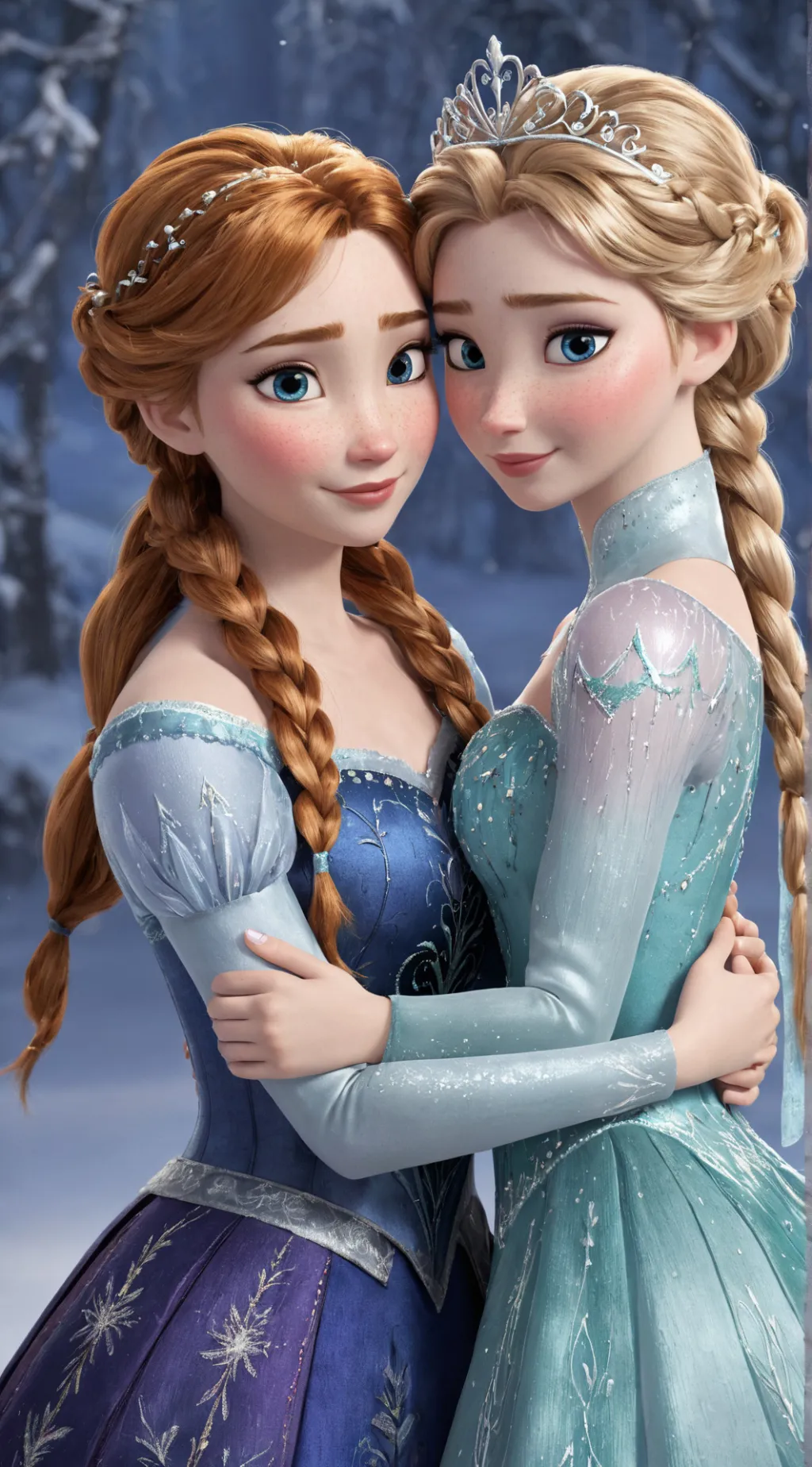ai character: Elsa and Anna background