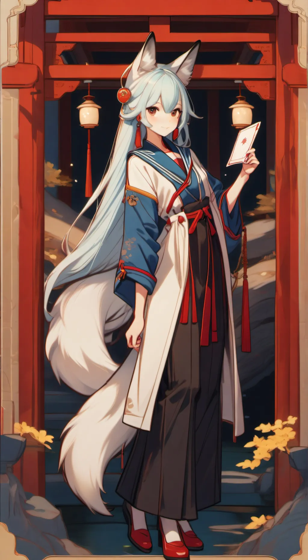 ai character: Ginko *Silver fox* background