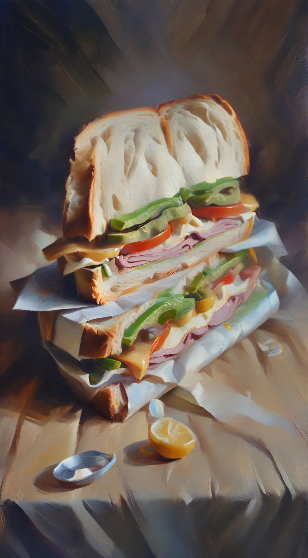 ai character: sandwich  background