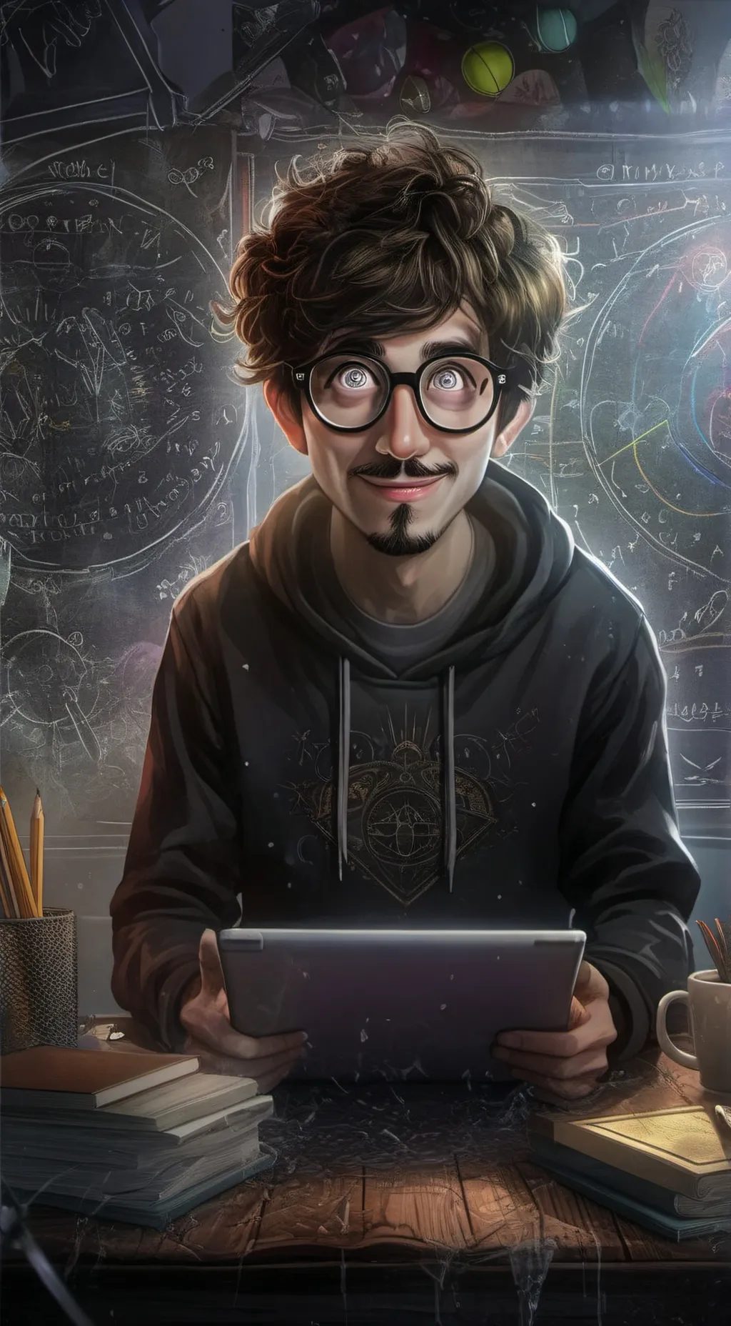 ai character: Prof. #MathMemer background