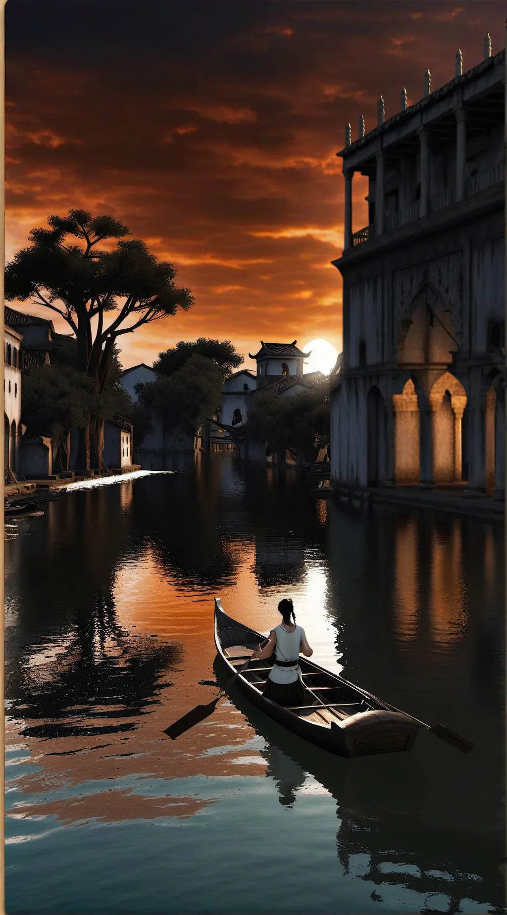 ai character: a beautiful town  background