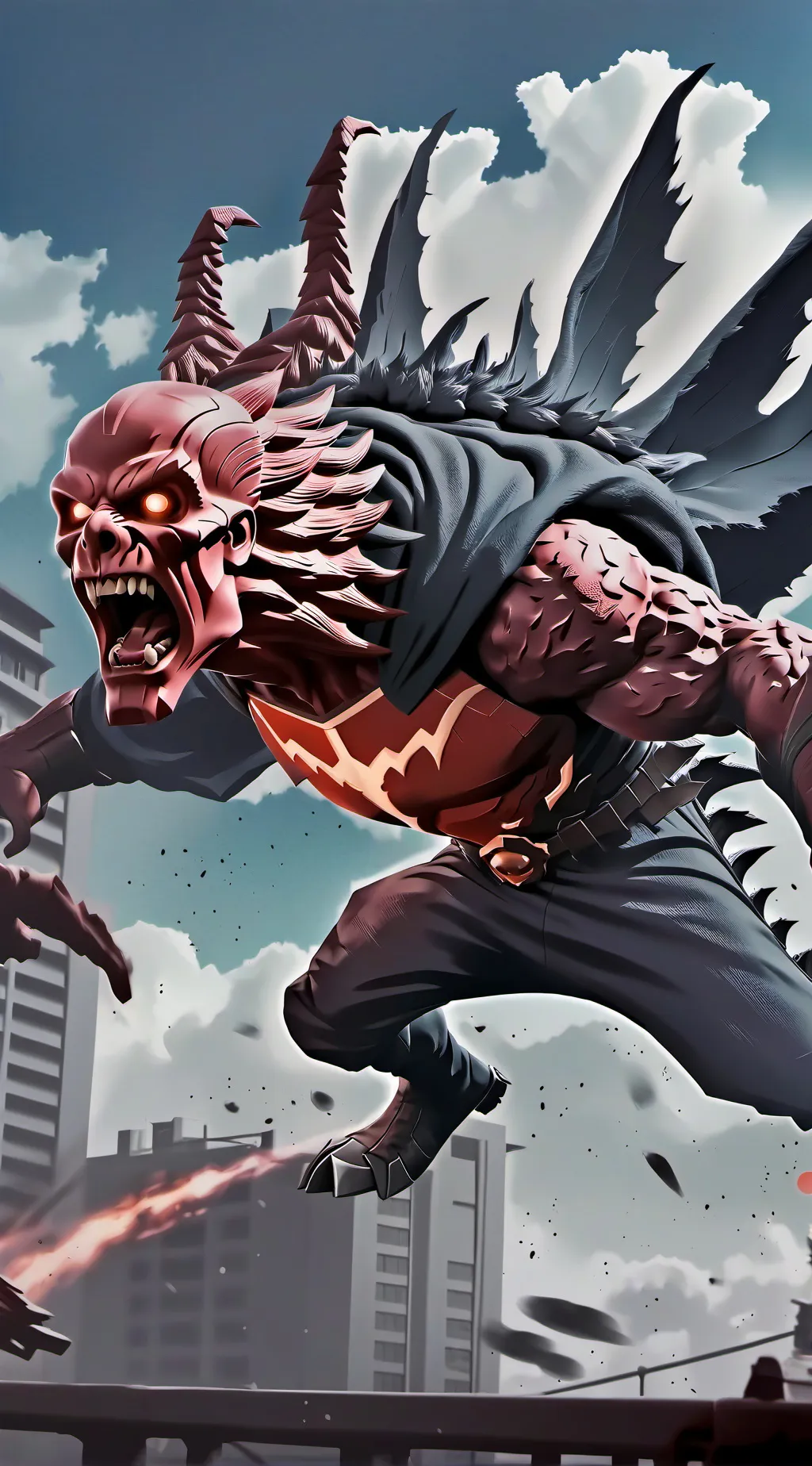 ai character: Sad Godzilla background