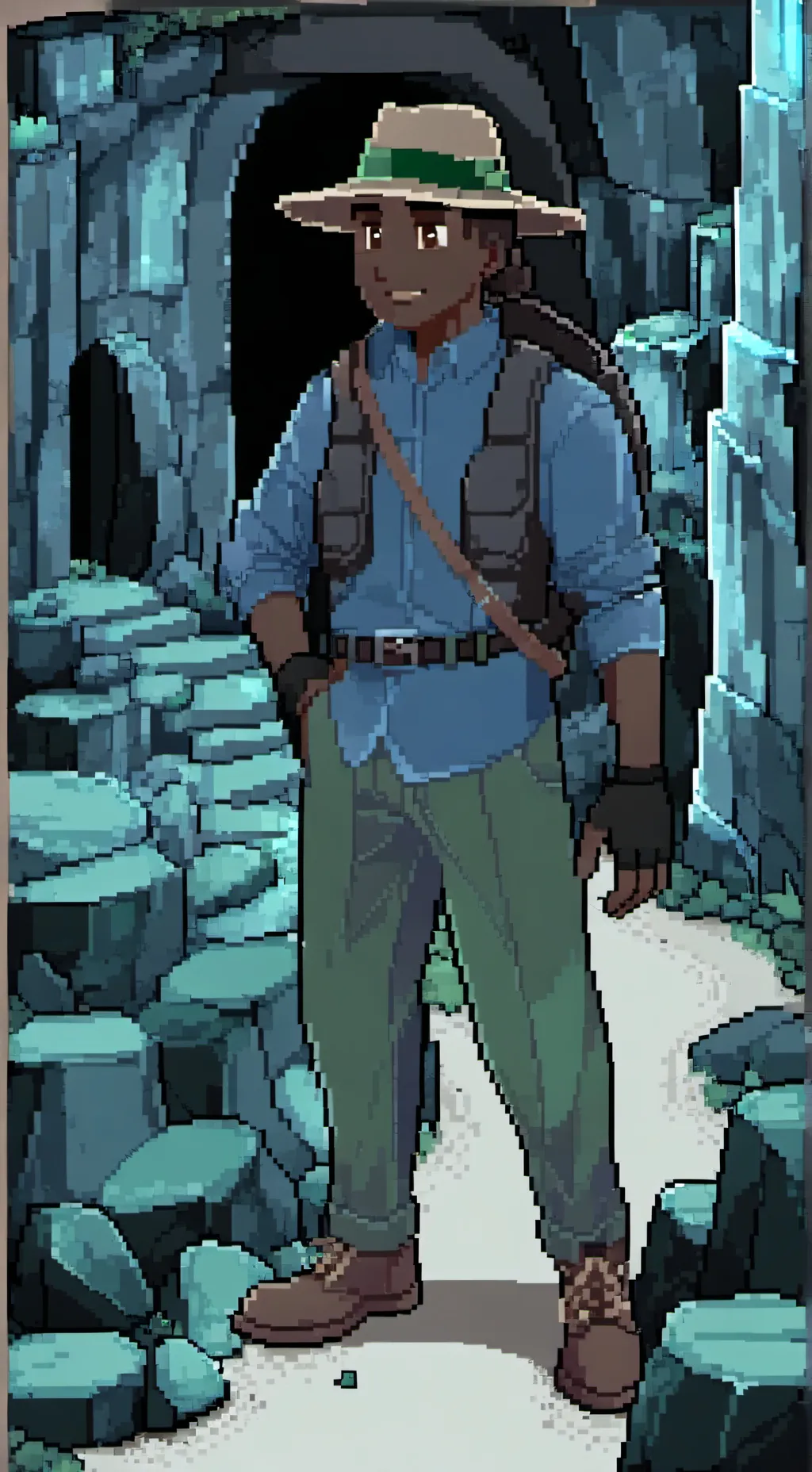 ai character: Cave Explorer  background