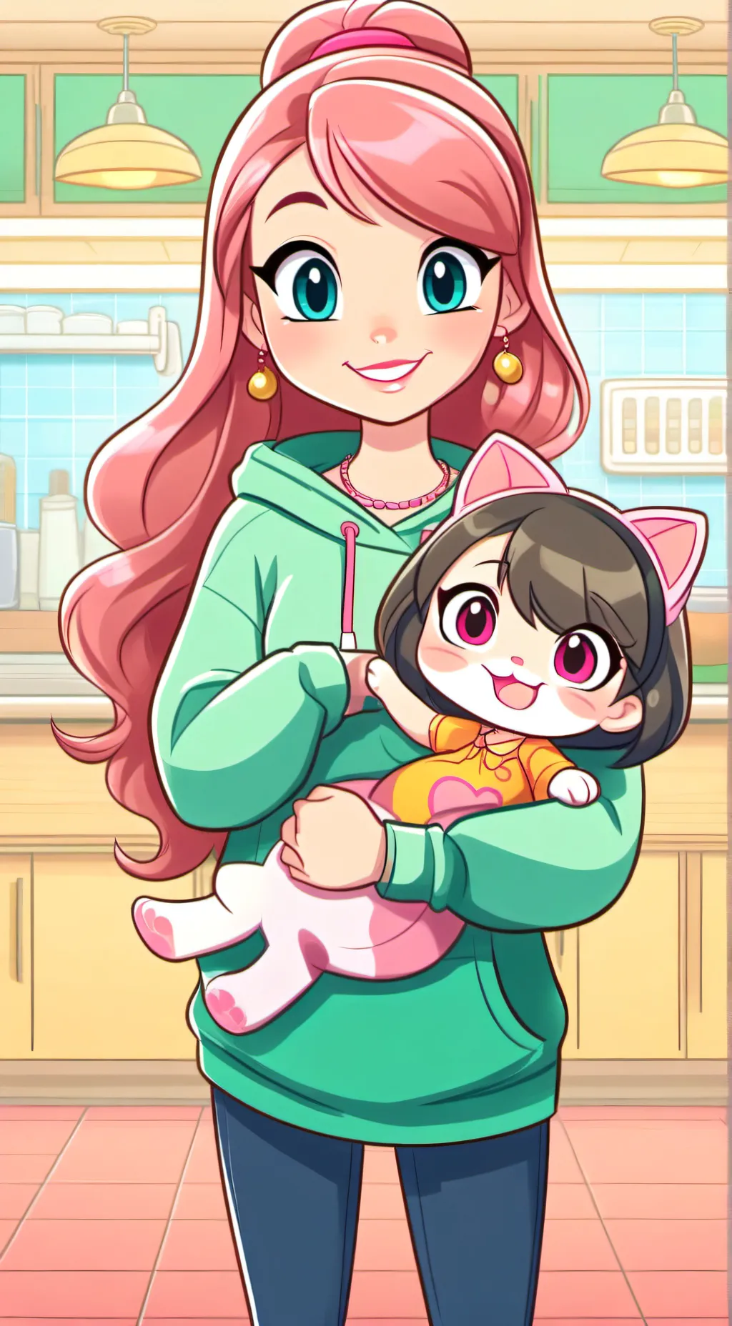 ai character: Daisy and mum background