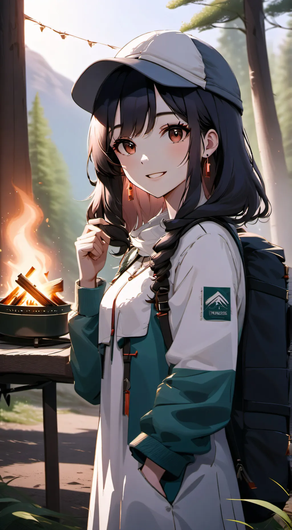 ai character: Mha camping background